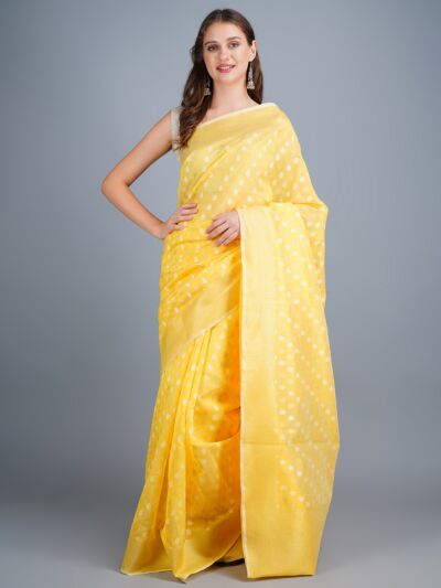 Lime  Handwoven Banarasi  Saree