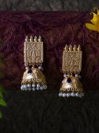 Blue Stone Matte Gold Stud Jhumka