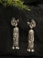 Tribal Silver Tone Brass Earrings