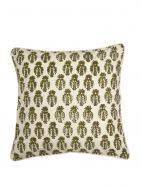 Green Hand Block Printed Cotton Cushion Cover