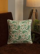 Light Green Hand Block Printed Cotton Cushion Cover