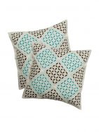 Multicolour Applique Cutwork Cotton Cushion Cover