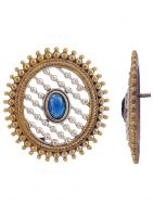 Blue Handcrafted Dual Tone Brass Stud Earrings