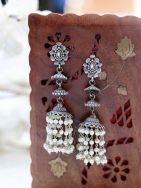 Handcrafted Silver Tone Brass Tribal Jhumki