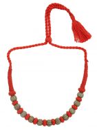 Red Silver Handcrafted  Beaded Necklace