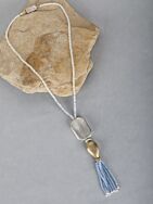 Long Pattern Silver Tone Brass Necklace