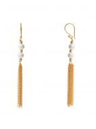 Matte Gold Pearl drop handcrafted brass earrings