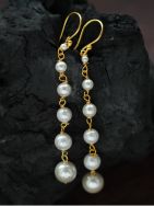 Matte Gold Pearl drop handcrafted brass earrings