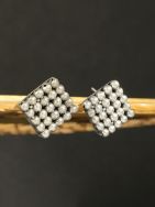 Beaded Silver Tone Brass Earring