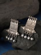 Oxidised Silver Tone Brass Earrings