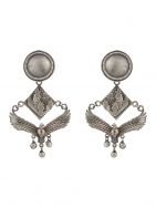 Antique Handcrafted Silver Tone Brass Earrings