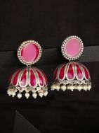 Bohemian Tale Silver Tone Brass Enamel jhumki