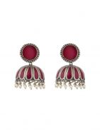 Bohemian Tale Silver Tone Brass Enamel jhumki