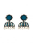 Bohemian Tale Silver Tone Brass Enamel jhumki