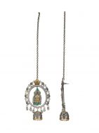 Tribal  Dual Tone Brass chandbali Earrings with extender chain