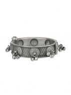 Tribal Silver Tone Brass Bangle with Ghunghroo