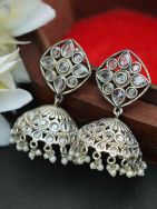 Handcrafted Silver Tone Brass Jhumka