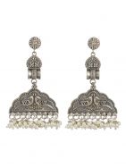 Tribal Silver Tone Brass Earring