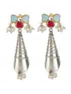 Tribal Silver Tone Brass Earring