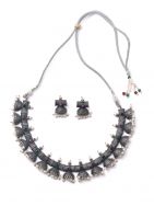 Silver Tone Tribal short Necklace Set ( Set of 2)