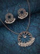 Silver Tone Tribal Long Pendant Set ( Set of 2)