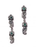 Green Silver Tone Tribal Necklace Set ( Set of 2)