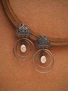 Tribal Silver Tone Brass Earrings