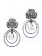 Tribal Silver Tone Brass Earrings