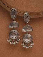 Tribal Silver Tone Brass Earrings