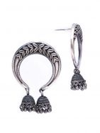 Moon Shape Silver Tone Brass Earrings