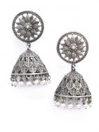 Handcrafted Silver Tone Brass  Jhumka