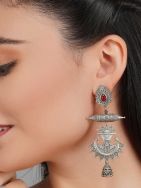 Tribal Silver Tone Brass Long  Jhumka