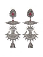 Tribal Silver Tone Brass Long  Jhumka