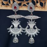 Tribal Silver Tone Brass Long  Jhumka