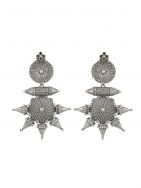 Tribal Silver Tone Brass Earrings