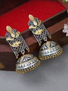 Handcrafted Dual Tone Brass Lotus  Jhumka