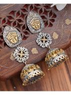 Handcrafted Dual Tone Brass layered Jhumka