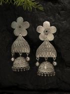 Handcrafted Silver Tone Brass Jhumka