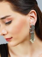 Peacock  Shape Silver Tone Brass Earrings 