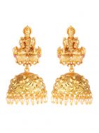 Handcrafted  matte Gold Temple Jhumki 