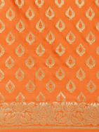 Orange - Golden Art Silk Banarasi Dupatta