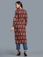 Brown  Cotton Block Printed  Kurta