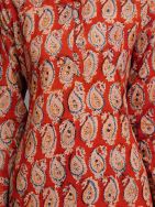 Red Cotton Block Printed  Kurta