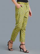 Green Cotton Block Printed Casual pants 