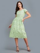 Green Handblock printed Cotton Dress