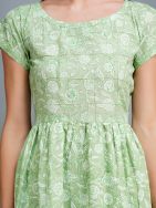 Green Handblock printed Cotton Dress