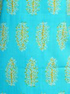 Blue -White Hand Block Printed  Cotton Fabric Top and Bottom  (Set Of 2)