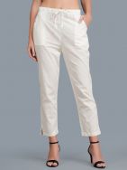 White Cotton  Casual pants 