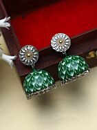 DUAL TONE BRASS HANDCRAFTED ENAMEL JHUMKA