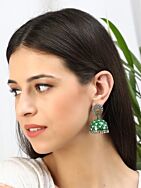 DUAL TONE BRASS HANDCRAFTED ENAMEL JHUMKA